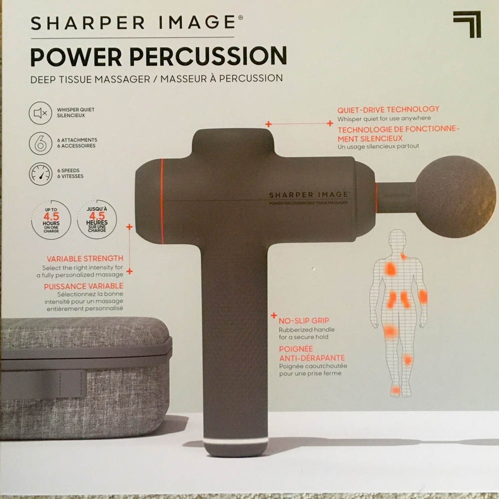 Sharper Image Power Percussion Deep Tissue Massager with 6 attachments & Case
